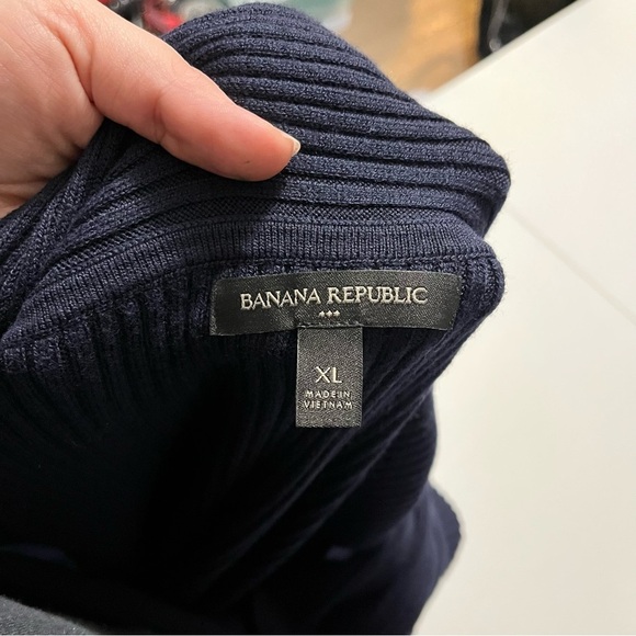 Banana Republic Factory Off Shoulder Mini Sweater Dress Navy Blue XL L1 - Picture 5 of 8